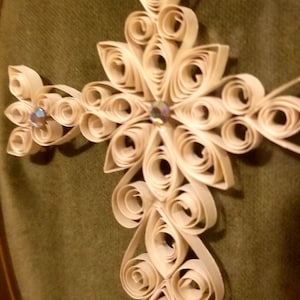 Custom Paper Quilled Cross Wall Decor, Paper Filigree Cross with Rhinestones