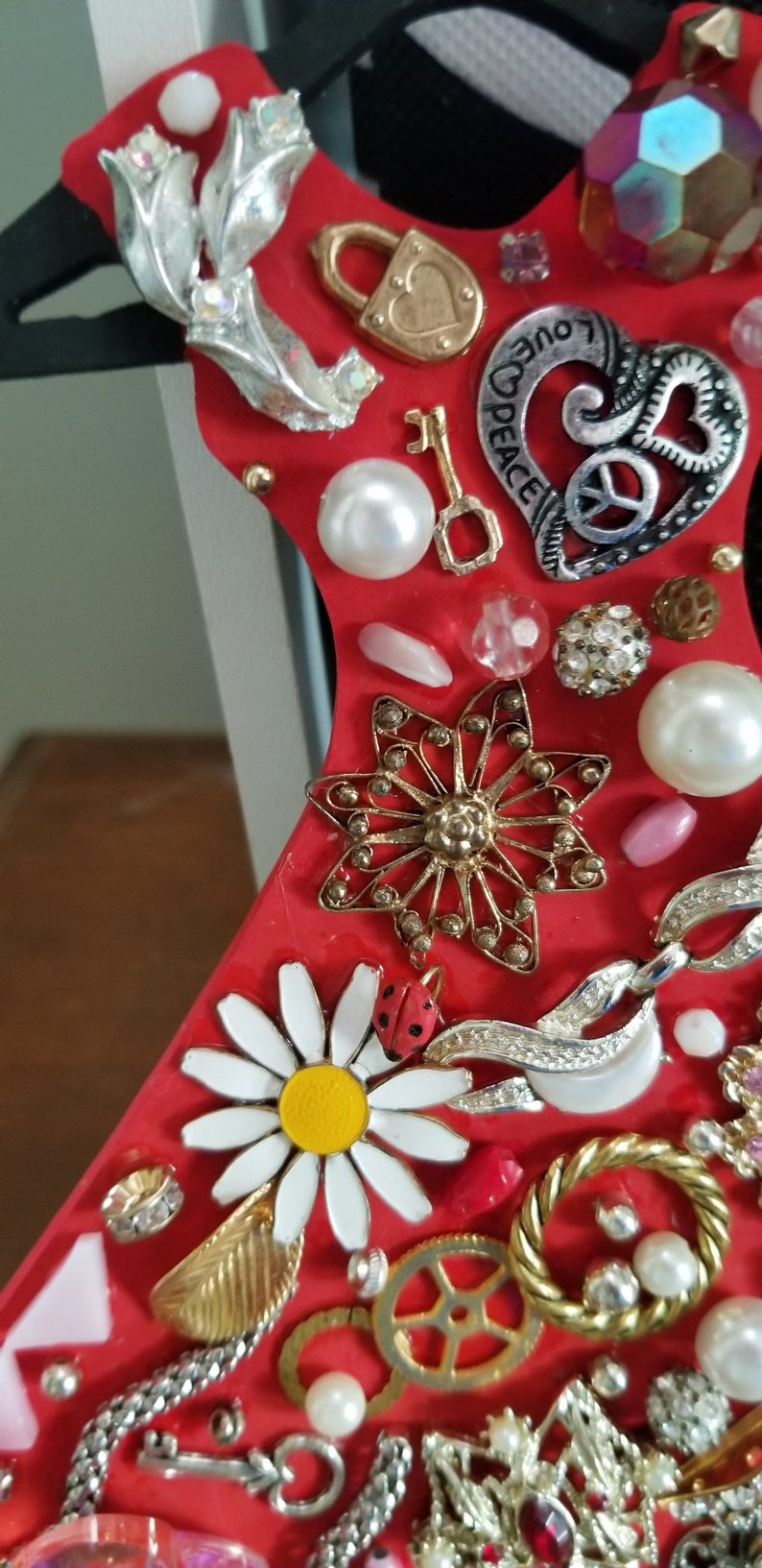 Ruby Red Collage Wooden ruby Red Dress Mixed Media Jewelry Collage - Etsy