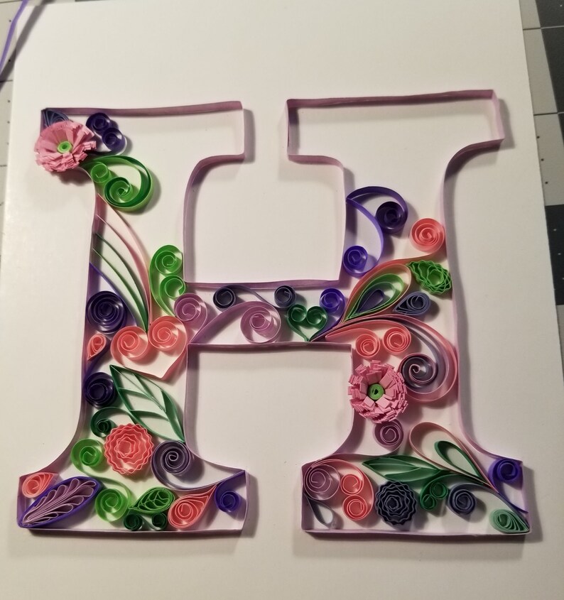 THE LETTER H Papel Quilled Handmade Letter H Arte de pared Etsy