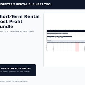 Pack de feuilles de calcul pour hôtes Airbnb | Tableau de bord de location, inventaire du ménage et calculateur d'investissement
