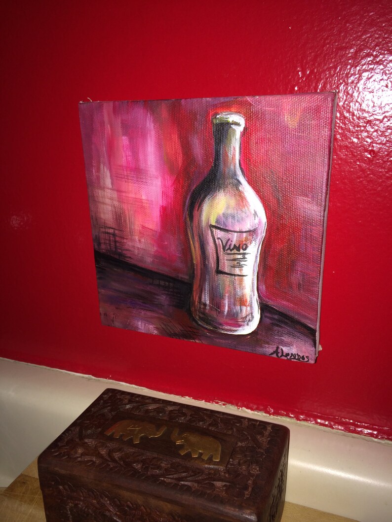 Painting Vino Wine original painting wine bottle Etsy