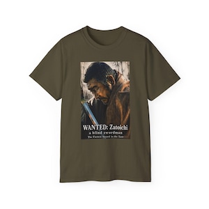 Legendary Blind Swordman "Zatoichi" Wanted Poster Tee | Japanese Samurai Blind Swordsman Graphic T-Shirt