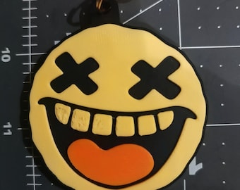 Laugh Smile-oji Bag Charm | X Eyes and Tongue Out | Funny Backpack & Purse Charm