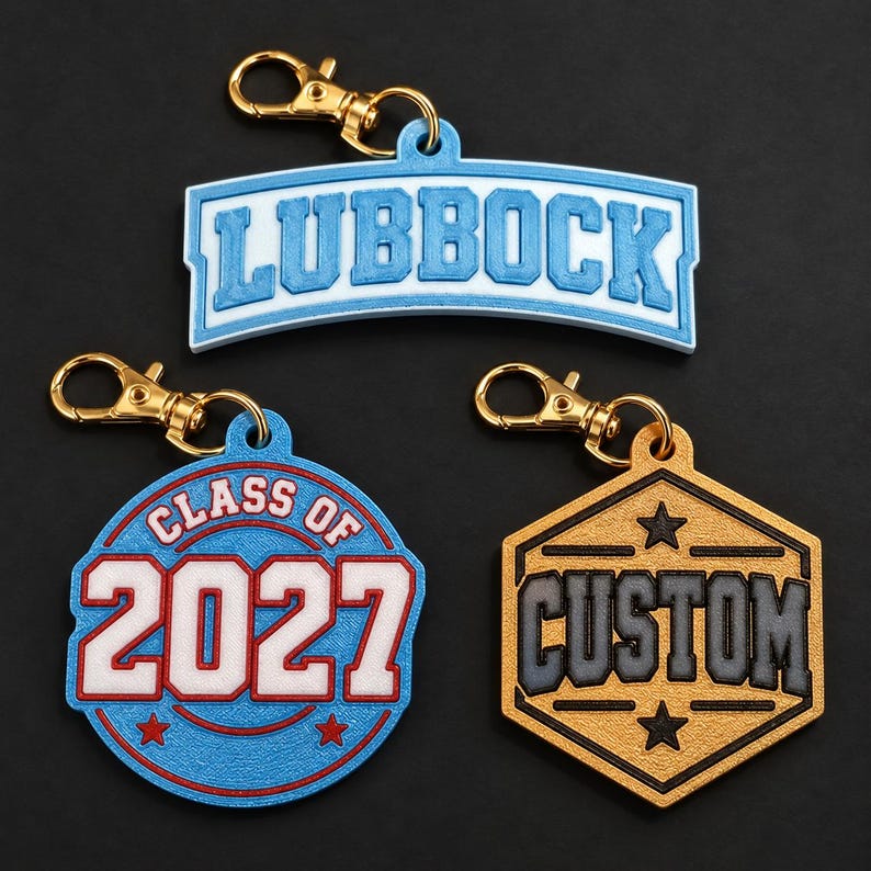 Custom Bulk Bag Charms, Personalized Town Team Club Group, 24 Piece Minimum Bild 1