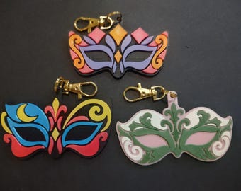 Masquerade Mask Bag Charms — Set of 3 Mardi Gras & Carnival Designs