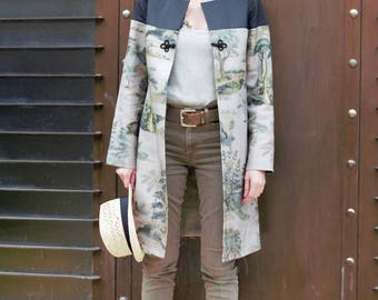 Jacket with landscapes patterns and black 00617
