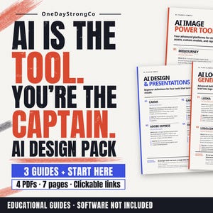 KI-Designpaket | 3 PDF-Tool-Anleitungen + Hier starten | 7 Seiten mit anklickbaren Links