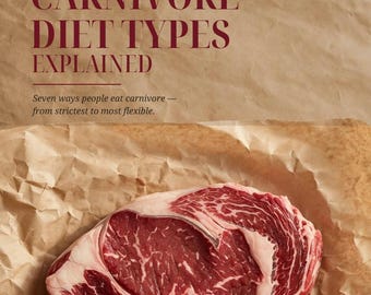 Explicación de los tipos de dieta carnívora / Comparación de 7 variaciones dietéticas / Descarga digital en PDF de una guía rápida imprimible