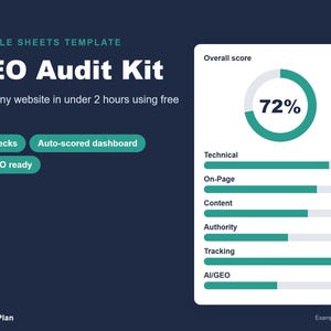 SEO-auditkit, Google Sheets-sjabloon, technische SEO-checklist (digitale download)