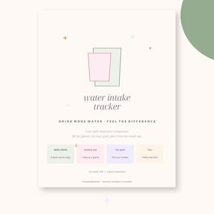 Printbare waterinname-tracker | Dagelijkse hydratatie-tracker | Leuk waterlogboek | Wellnessplanner (PDF-download)