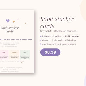 Habit Stacker Cards Printable | Habit Stacking Cards ADHD | Tiny Habits Tracker Cards | Cute Planner PDF