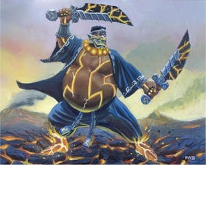 Goro: Elemental Fire Mage - Original Oil Painting on Canvas (20x16) - Fantasy RPG Wall Art