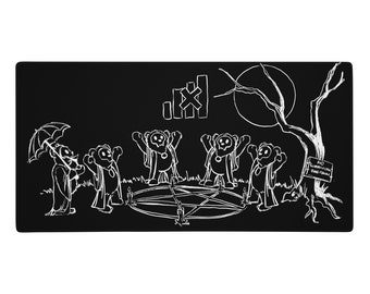 Whimsical Cartoon Bears Summoning Circle Art: Summoning Demon or Receiving No Signal Symbol? Gaming mouse pad