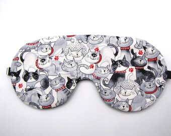 Cute Kitties Sleep Mask, Adjustable Strap Sleeping Mask, Cotton Eye Mask, Cat Lovers Gift Idea, Sleep Blindfold