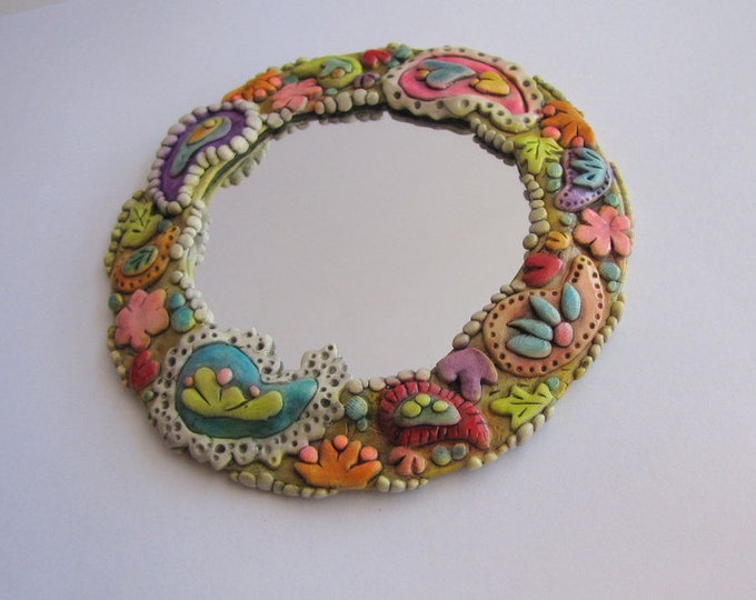 Paisley Framed Mini Mirror Wall Art, Paisley Mirror, Decorative Paisley Mirror, Rustic Paisley