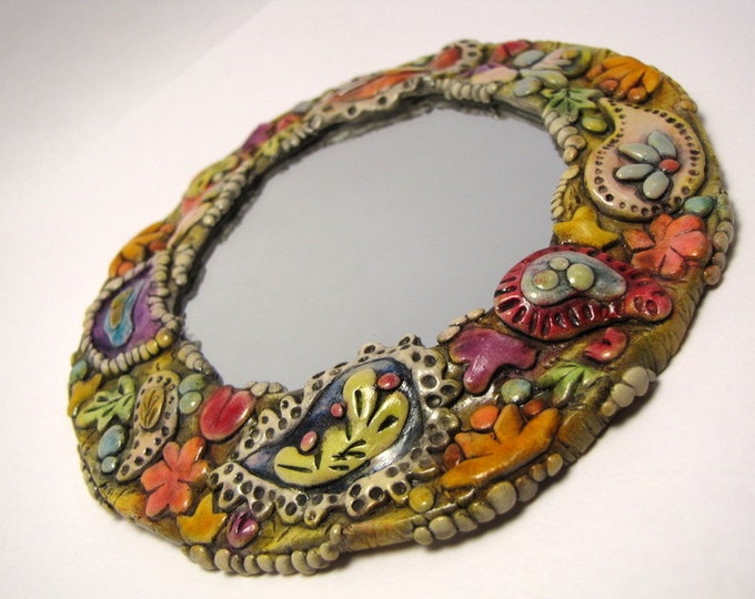 Paisley Framed Mini Mirror Wall Art Polymer Clay Etsy