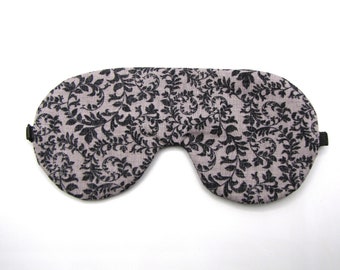 Floral Black and Gray Sleeping Mask, Adjustable Sleeping Eye Mask