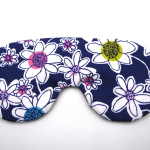 Whimsical flower Sleep Mask, Dark Blue Sleeping Mask, Adjustable Eye Mask image 4