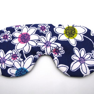 Whimsical flower Sleep Mask, Dark Blue Sleeping Mask, Adjustable Eye Mask image 7