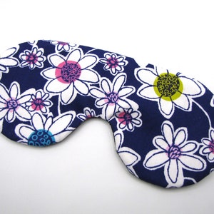 Whimsical flower Sleep Mask, Dark Blue Sleeping Mask, Adjustable Eye Mask image 5