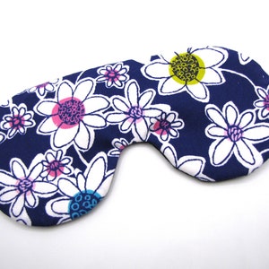 Whimsical flower Sleep Mask, Dark Blue Sleeping Mask, Adjustable Eye Mask image 6