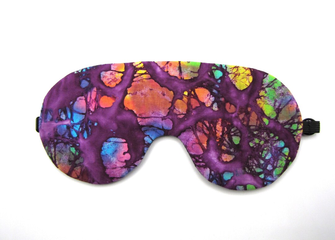 Purple Sleep Mask Adjustable Sleeping Mask Colorful Batik Etsy