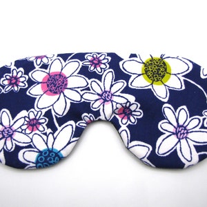 Whimsical flower Sleep Mask, Dark Blue Sleeping Mask, Adjustable Eye Mask image 1