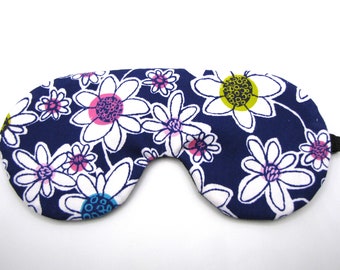 Whimsical flower Sleep Mask, Dark Blue Sleeping Mask, Adjustable Eye Mask