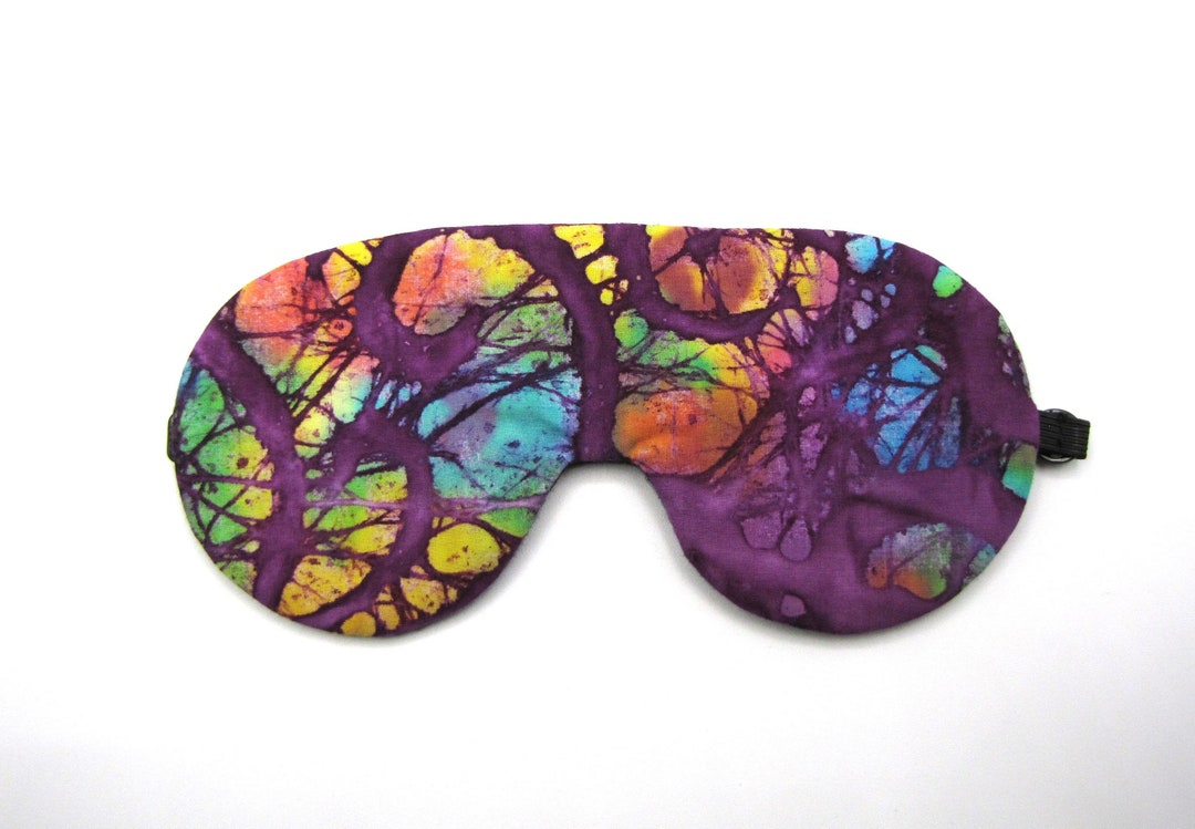 Adjustable Purple Sleep Mask Cotton Batik Eye Mask Sleeping Etsy