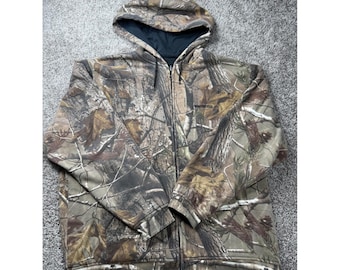 Sudadera con capucha reversible con cremallera completa Winchester Realtree AP Camo Y2K para hombre, color negro camuflaje.