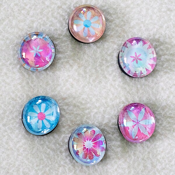 Glass Marble Magnets - Bright Flowers