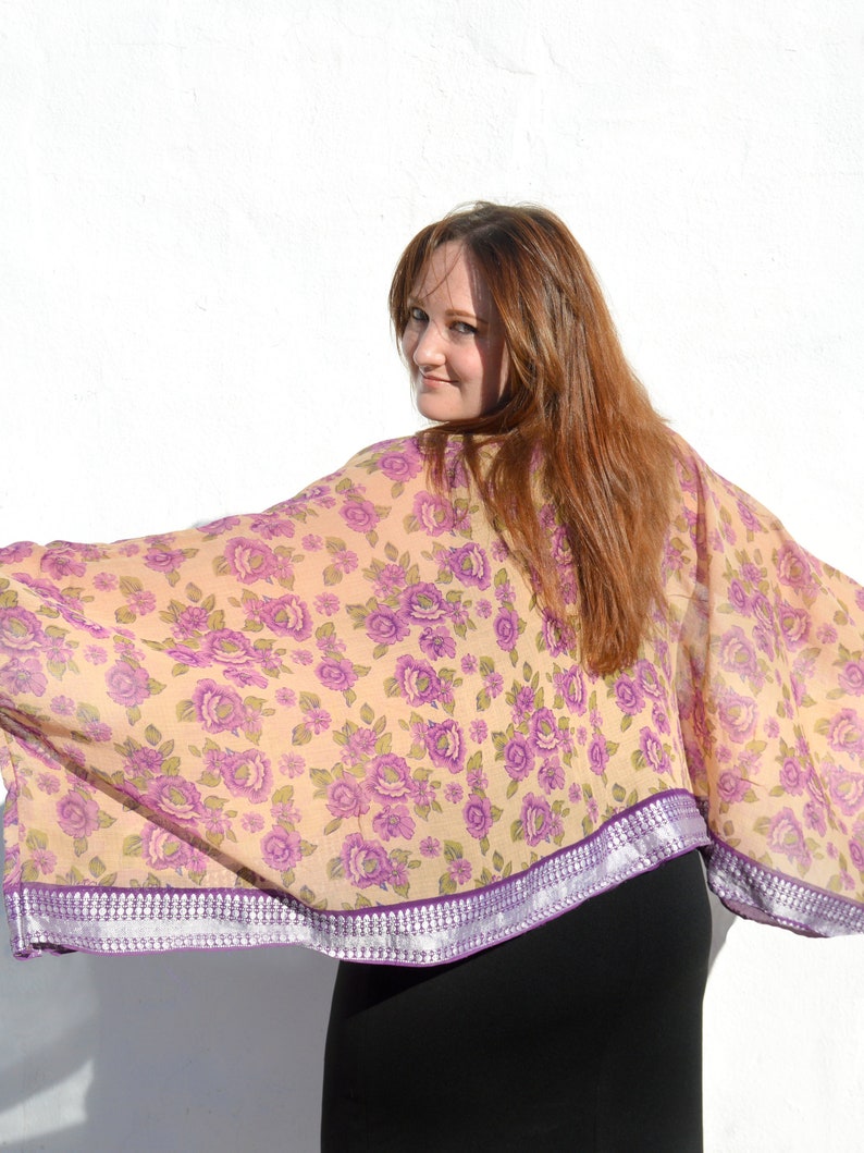 Cotton Kimono Floral Cropped Jacket Waist Length Kimono Etsy