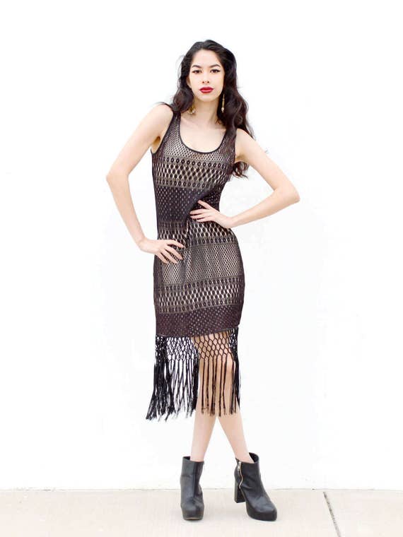 sheer fringe dress