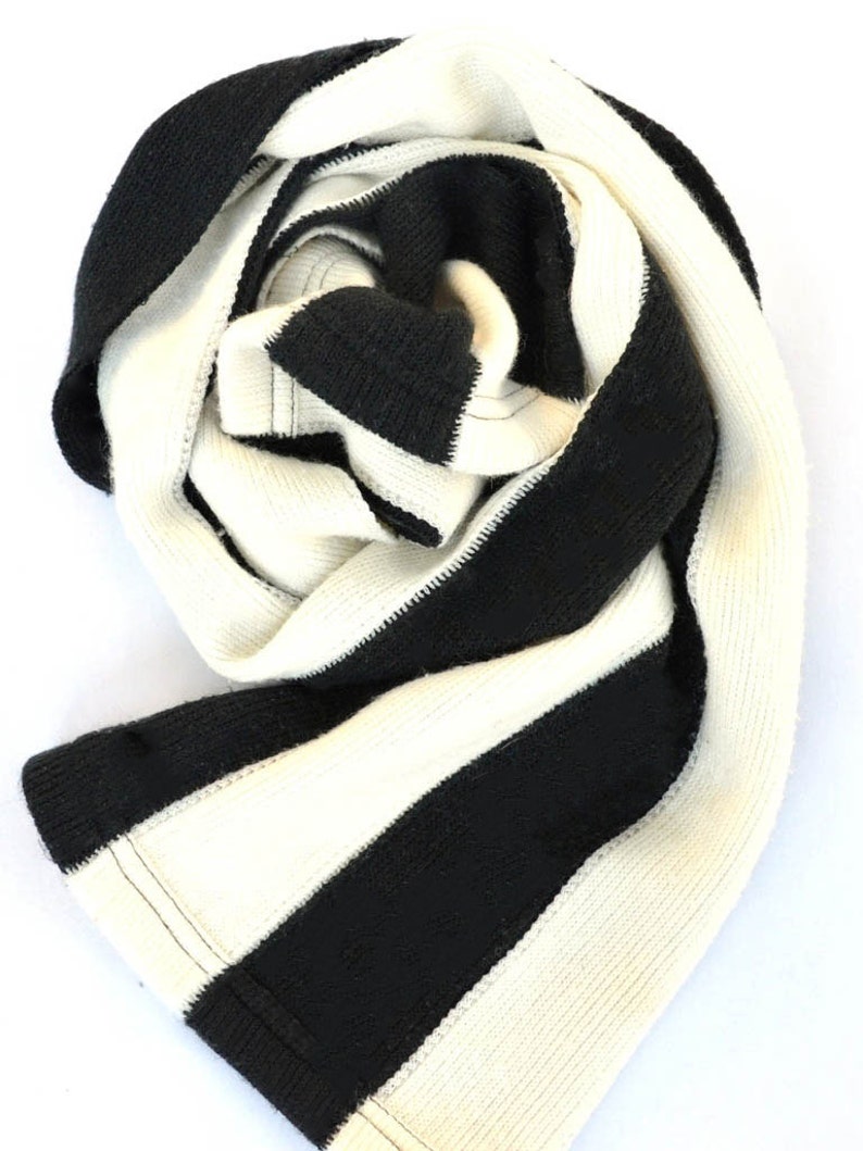 Striped Scarf Long Winter Scarf Black and White Scarves | Etsy UK