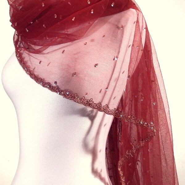 Large Rust Shawl, Embroidered Wrap, Indian Shawl, Burnt Orange Wrap, Orange Scarf, Evening Wrap, Formal Wrap