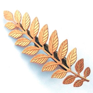 gold leaf barrette, branch hair clip, alligator hair clip, brass hair clip, brass barrette, metal barrette, greek goddess barrette