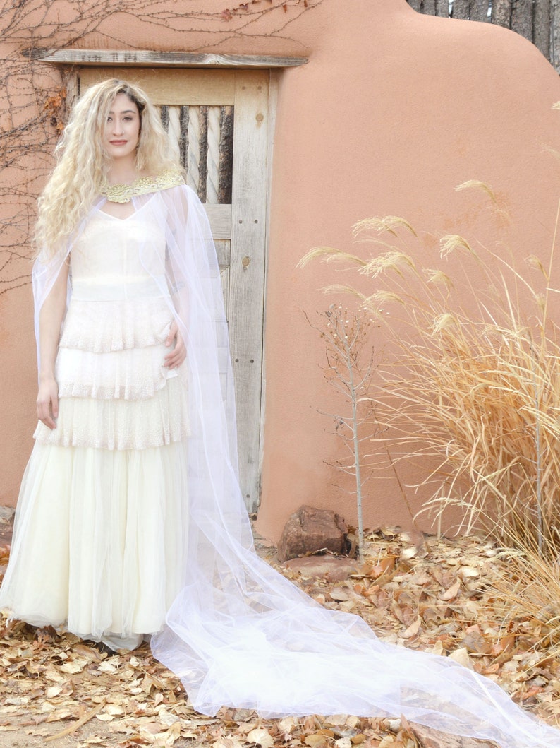 tulle cape veil