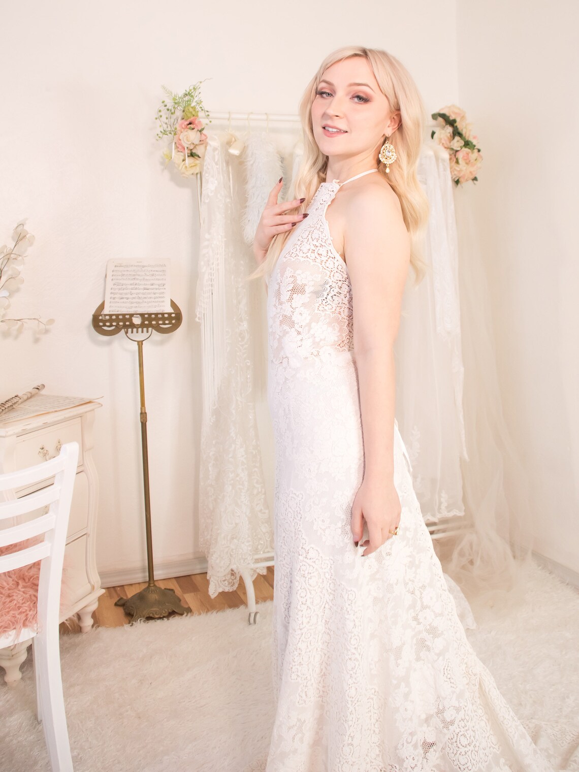 Custom Lace Wedding Dress Bohemian Bridal Gown Cotton | Etsy