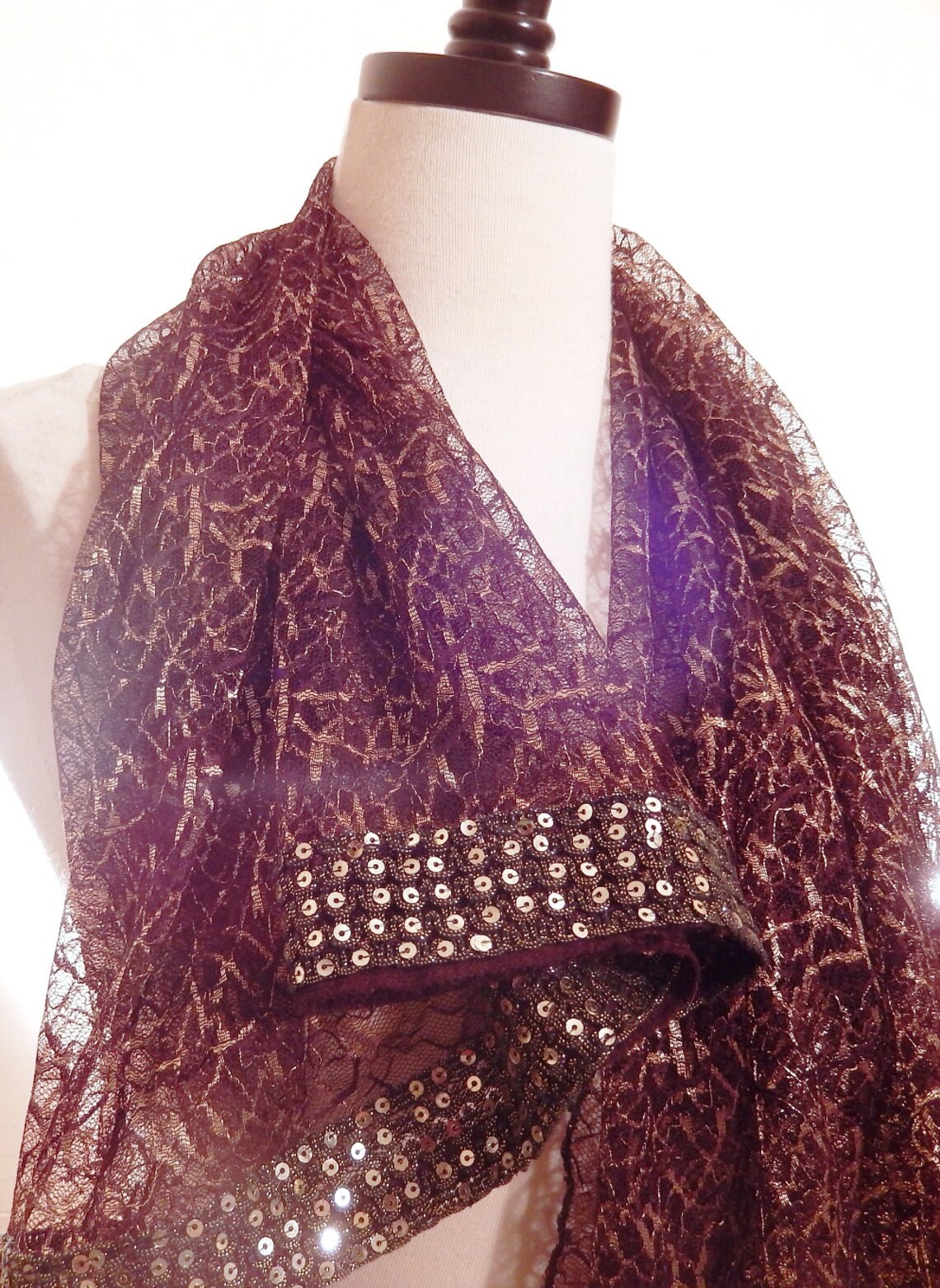 Black and Gold Lace Scarf Disco Scarf Indian Sari Scarf Etsy