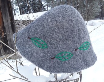 Mens Sauna Hat. Handmade Hat of Wool. Mens Felted Cap.