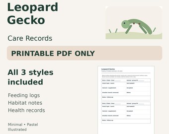 Leopard Gecko Care Log Printable — Feeding, Habitat & Health