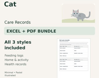 Cat Care Tracker — Excel Spreadsheet & Printable PDF