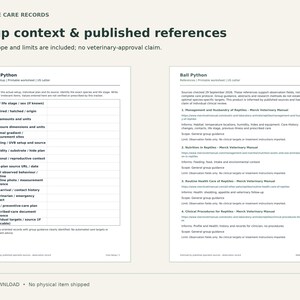 Bundle för vård av kungspyton – Excel-kalkylblad och utskrivbar PDF, 3 stilar bild 5