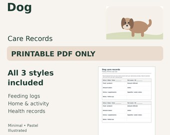Dog Care Log Printable — Feeding, Walks & Health