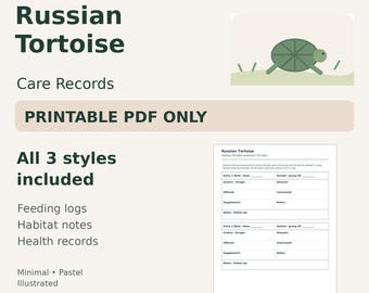 Russian Tortoise Care Log Printable — Feeding, Habitat & Health