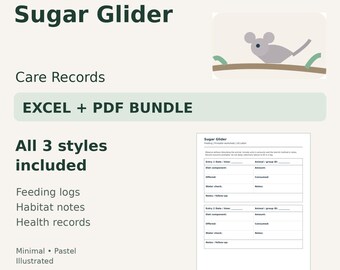 Sugar Glider Care Tracker — Excel Spreadsheet & Printable PDF