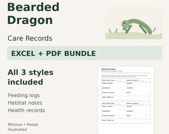 Bearded Dragon Care Tracker — Excel Spreadsheet & Printable PDF