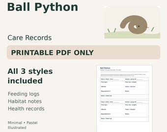 Ball Python Care Log Printable — Feeding, Habitat & Health