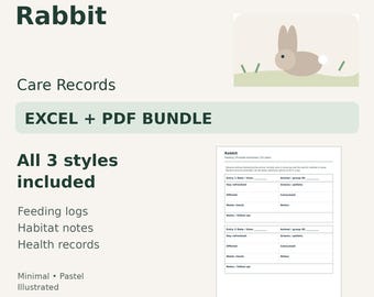 Rabbit Care Tracker — Excel Spreadsheet & Printable PDF