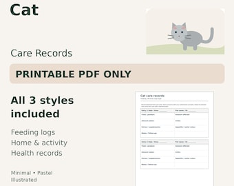 Cat Care Log Printable — Feeding, Litter Box & Health